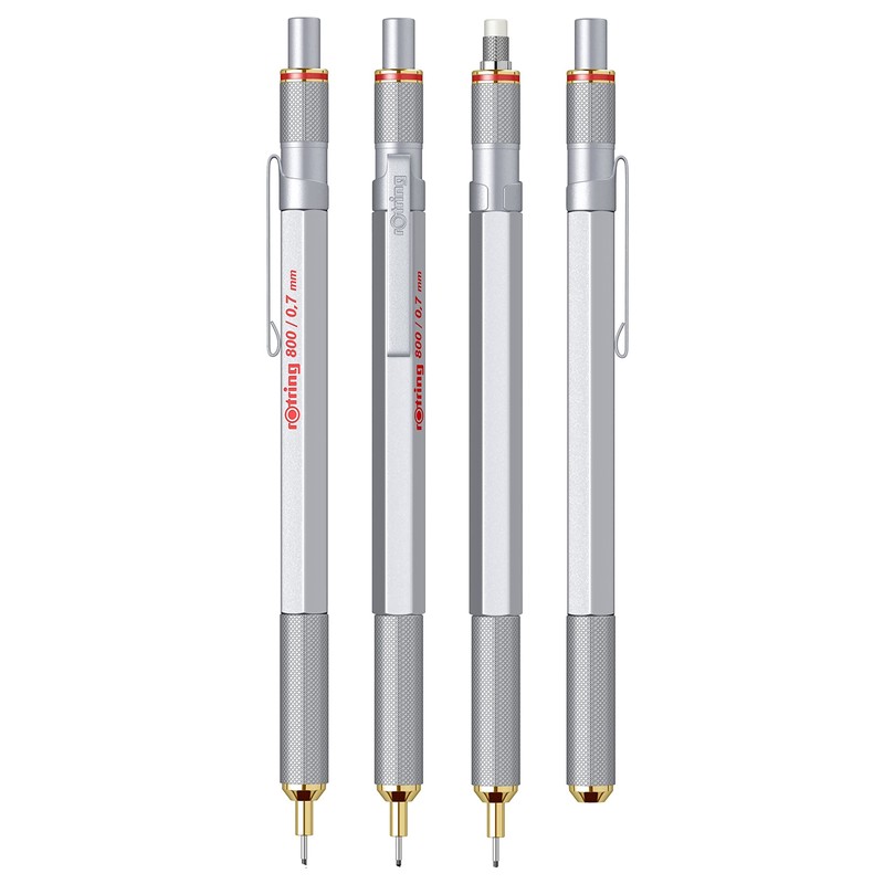 rOtring 1904448 800 Mechanical Pencil, Silver Metal Barrel, 0.7 mm,