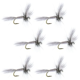 The Fly Fishing Place White Wulff Classic Trout Dry Fly Fishing Flies - Set of 6 Flies Size 14