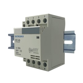 Electrodepot 60 Amp 4 Pole Normally Open Contactor, 110-120V Coil, Motor Load 40A, Lighting 63A Bundle with Slotted Steel Zinc Plated DIN Rail, 35 mm x 6 in – 1 Piece with 2#10 Screws