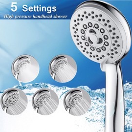 Shower Head, 10'' Rain High Pressure Shower Heads with 5 Settings Handheld Shower Head Combo, 78'' Long Hose and 11'' Extension Arm, Water Temperature Reminder (Square Chrome Shower Head)