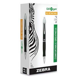 ZEBRA GR8 Retractable Gel Pen, Violet Ink, Medium, Dozen Black Ink