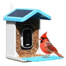 wooaismart Smart Bird Feeder with Camera - Solar Powered, AI Identify for Effortless Birdwatching, Auto Captures HD Pictures & Videos, Instant Notifications for Bird Lovers Enthusiasts