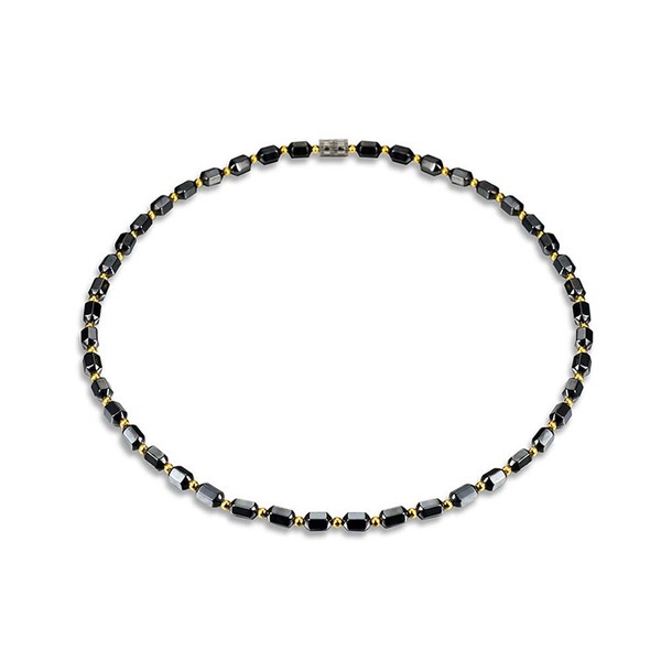 Caiyao Hematite Magnetic Necklace Pain Relief Therapy Arthritis Migraine Headaches Shoulders Back Beads Necklace-Black