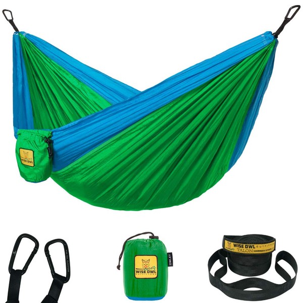 Wise Owl Outfitters Kids Hammock - Small, Portable Mini Hammock for Kids & Toddlers w/ Tree Straps and Carabiners for Indoor/Outdoor Use - Colors, Kelly Green & Cobalt Blue