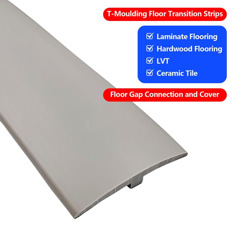ZEYUE Flexible PVC T-Molding Transition Strips for Hard Wood Floor,Laminate,Tile,LVP.