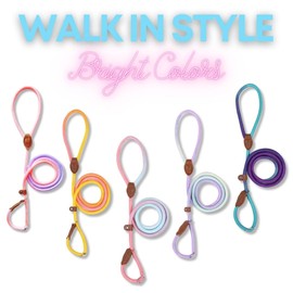 Bee N Buu Dog Leash - Slip Leads for Dogs, 5 FT Pet Training Leash, Strong Heavy Duty Braided No Pull Loop Rope Training Lead Leashes for Small, Medium, Large Breeds, Pink & Yellow