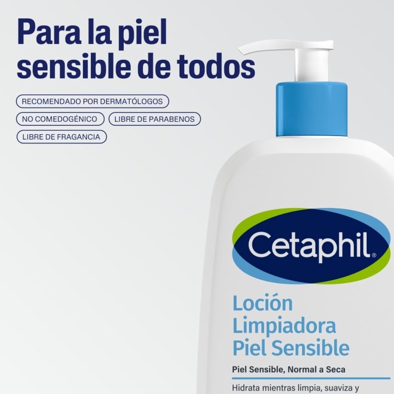 Cetaphil Loción Limpiadora Facial Corporal Piel Sensible y Seca 473