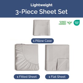 Twin XL Size 3 Piece Sheet Set - Comfy Breathable & Cooling Bed Sheets Set - Hotel Luxury Bedding for Women, Men, Kids & Teens - Deep Pockets, Secure Fit, Soft and Wrinkle Free - Oeko-Tex - Light Grey