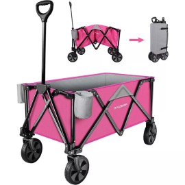 HAUSHOF Folding Wagon Cart Heavy Duty Utility Collapsible Wagon Garden Cart 176 lbs Load