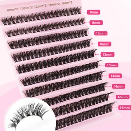Glowing Win Individual Eyelash Extensions Set DIY 60D Cluster Lashes Kit with Lash Bond and Remover Individual Fake Lashes Extension Eyelash Extension 8-16 mm Natural Artificial Eyelashes