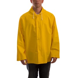 TINGLEY J53107.MD .35mm PVC/Polyester Storm Fly Front Jacket with Attached Hood, Medium, Yellow