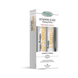 Power Of Nature Vitamin C 1000mg & D3 1000iu, 20 Effervescent Tabs & Vitamin C 500mg, 20 Effervescent Tabs