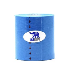 GrifGrips Athletic Sports Tape – Kinesiology Tape for Knees & Ankle Wrap – Cotton, Breathable, Supports Muscles & Joints – for Athletes & Everyday Use, 3in x 16.4 Feet Uncut Roll (Blue, 4-Roll Pack)