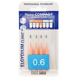 Elgydium- Pierre Fabre ELGYDIUM CLINIC MONO COMPACT INTERDENTAL BRUSHES ORANGE 0.6, 4PIECES
