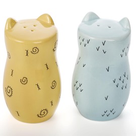 Yarlung Set of 2 Cat Salt and Pepper Shaker, Cute Ceramic Salt Shaker Novelty Small Seasonings Jar Tabletop Kitchen Accessories for Cat Lovers, Home Decor