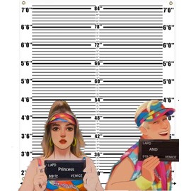 Zliisang 4.3 x 4.9ft Mugshot Backdrop for Photoshoot Arrested Height Photography Background Photo Booth Props Backdrop Murder Mystery Party Decorations Mugshot Signs for Birthday Bachelorette Party