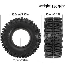 STMU 4PCS 2.2inch RC Crawler Tires OD 5.12inch * 2.17inch Compatible for most 1:10th RC crawlers cars, Axial SCX10,SCX10-II,TRX4,D90. (2.2TIERS)