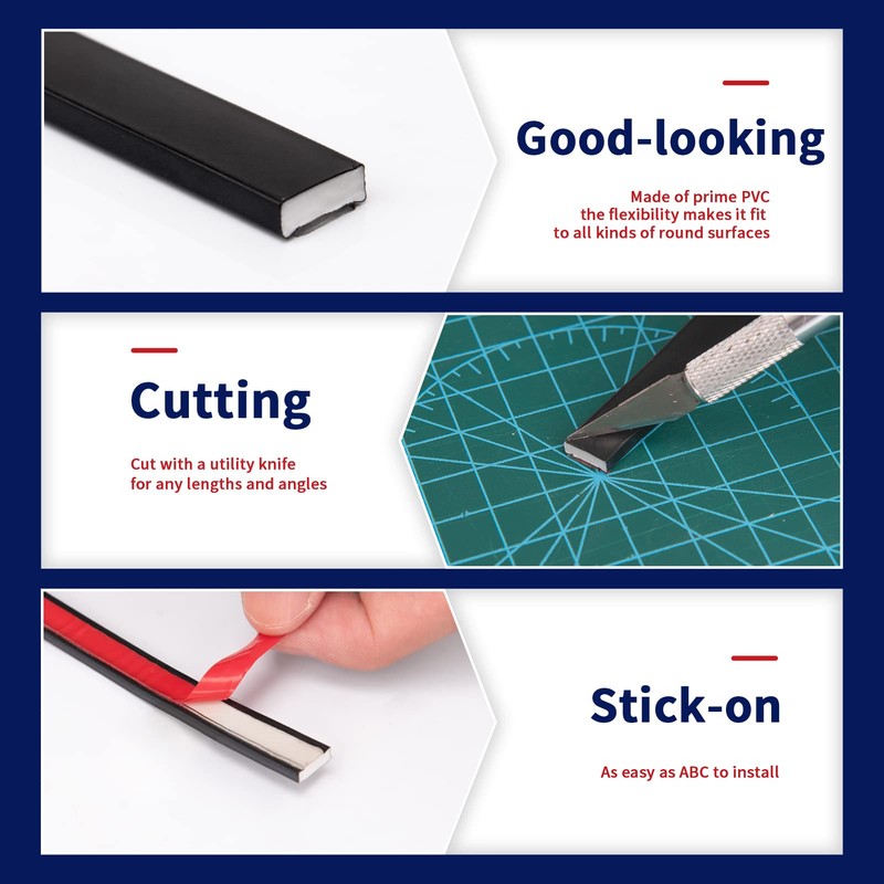 Art3dwallpanels 30 Ft Black Peel and Stick Trim for Backsplash