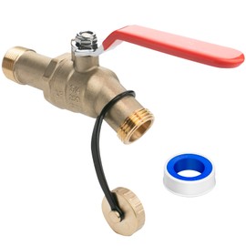 WHK Water Heater Drain Valve 3/4"MIP X 3/4" Male GHT Full Port Connection to drain or Flush Hot Water Heater Faster and Easy(Lead-Free Brass,2 Inch Shank with Long Handle)