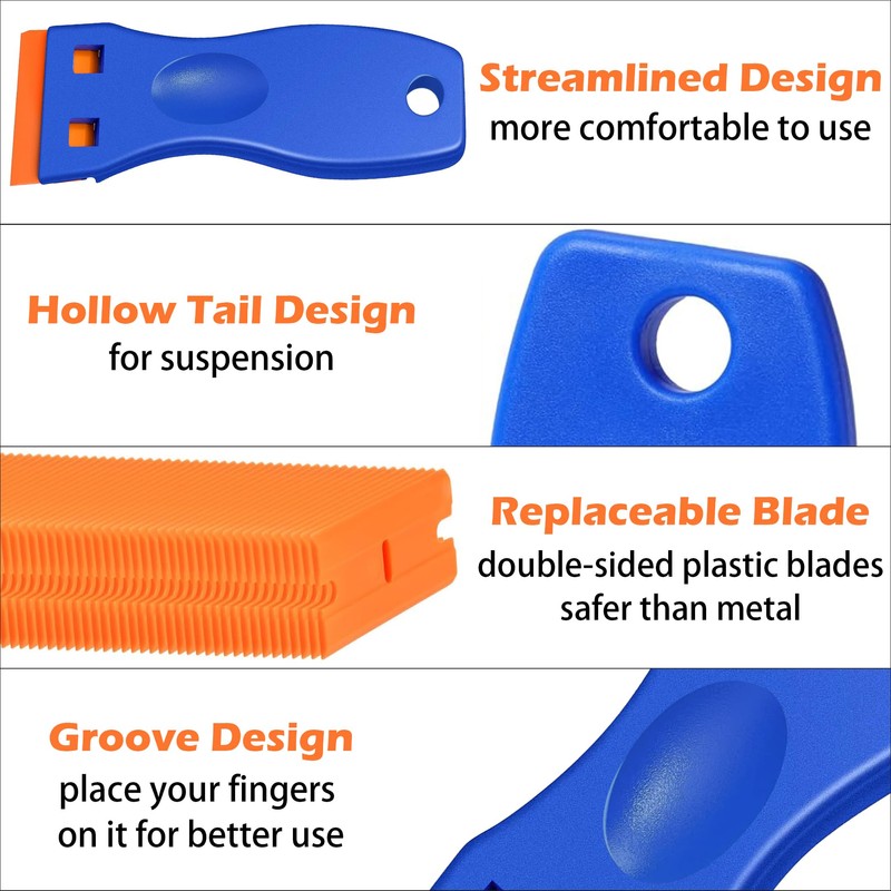 2PCS Plastic Scraper with 100 Plastic Blades, Multipurpose Plastic Scraper