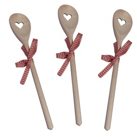Kaltner Präsente Gift Idea – Wooden Spoon Wooden Spoon Beech with Heart and Bow Motif (Set of 3)