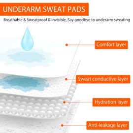 HENGBIRD 100 Pcs Sweat Pads, Armpit Sweat Pads Underarm Sweat Pads for Women, Sweat Patches for Underarms Women Armpit Sweat Stopper, Unisex Dress Shields for Underarms, Under Arm Sweat Pad for Women