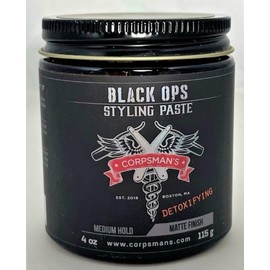 Corpsman's BLACK OPS STYLING PASTE | Medium Hold | Matte Finish | 4 ounce glass jar
