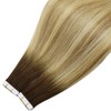 Full Shine Invisible Virgin Tape in Hair Extensions Color 3/8/22