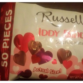 Russell Stover Iddy Biddy Hearts 50 Chocolate Mini Hearts-BRAND NEW-SHIPS N 24HR