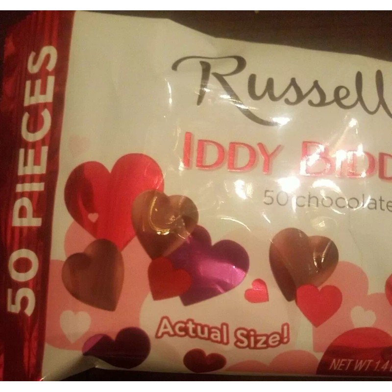 Russell Stover Iddy Biddy Hearts 50 Chocolate Mini Hearts-BRAND NEW-SHIPS