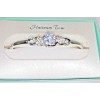 CZ white gold Bangle Bracelet silver boxed clear round crystal