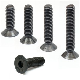 MonsterBolts - #10-32 x 1/4" Flat Head Socket Cap Screws, ASTM F8356, Alloy Steel, Black Oxide, 100 Pack