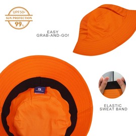 GADIEMKENSD Cotton Bucket Hat for Women Summer Beach Sun Protection Bucket Hats for Men Trendy Lightweight Packable Outdoor Travel Hat for Golf Hiking Fishing Camping Orange