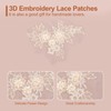 sourcing map 2 Pcs Flower Lace Appliques 3D Embroidery Lace