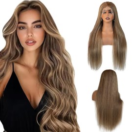 Munx Balayage Blonde Human Hair Wigs for Women Full Ends 13x6 HD Transparent Glueless Wigs 100% Real Human Hair Ombre Golden Brown and Blonde Highlighted Lace Front Wig Pre Plucked Hairline 22"