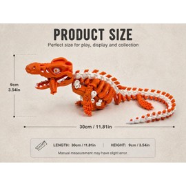 critigulf Articulated Mosasaurus Skeleton Model, 3D Printed Poseable Dinosaur Figure with Display Stand (Mosasaurus, XL)