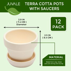 12 Pack Mini Terracotta Pots with Saucers for Succulents, Plants, Flowers (2.9 x 2.5 in)