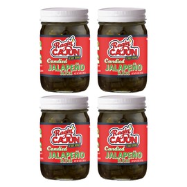 Ragin' Cajun Candied Jalapeño Slices - 14 fl oz Jar, Pack of 4, All Natural - Sweet Spicy Louisiana Condiment for Nachos & Burgers