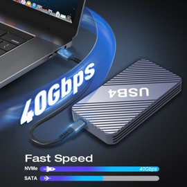VCOM 40Gbps M.2 NVMe SSD Enclosure, M2 SSD Enclosure with USB4, Support 2280 M-Key(B+M Key), Aluminum Alloy PCIe to USB-C External Hard Drive Enclosure for Thunderbolt 3/4,USB 3.2/3.1/3.0