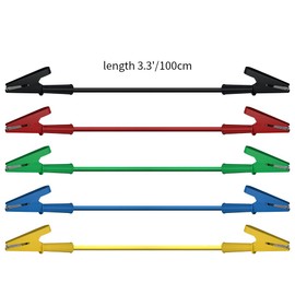 CZJZDZ 5pcs Alligator Clips Clamp Electrical Test Leads Dual Ended Crocodile Wire Cable with Fully Insulated Clips Test Flexible Copper Cable Electrical Testing Jumper Wire3.3ft/1m