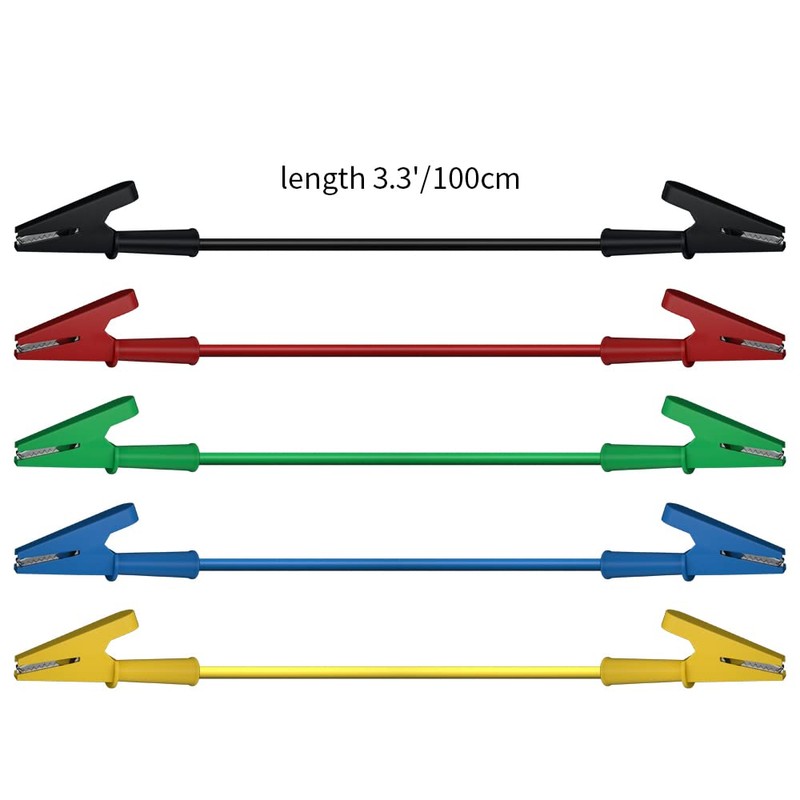 CZJZDZ 5pcs Alligator Clips Clamp Electrical Test Leads Dual Ended