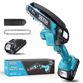 Seesii Mini Chainsaw, 6-inch Mini Chainsaw Cordless, Handheld Electric Power Chain Saw with Battery, for Tree Trimming Wood Cutting,Gifts for Father, Dad, Husband, Men