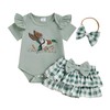 KtwHarnu Hunting Baby Girl Clothes Mallard Duck Ruffle Short Sleeve