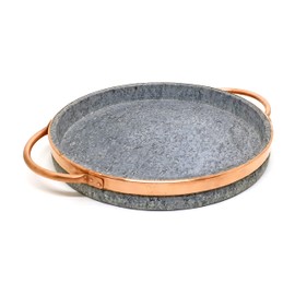 Cookstone 12" deep dish pizza pan with copper handles | Handcrafted from a slab of pure soapstone | Healthy, durable and eco-friendly | Non-toxic and Non-stick