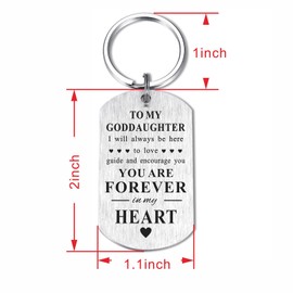 Goddaughter Gifts from Godmother Godfather, Inspirational Keychain for Goddaughter, Unique Goddaughter Valentines Day Birthday Present