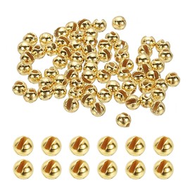 PATIKIL Fly Tying Tungsten Beads, 70 Pcs 3mm / 0.12 Inch Tungsten Slotted Bead Round Ball for Fly Tying Jig Hooks Fishing Materials, Gold Tone