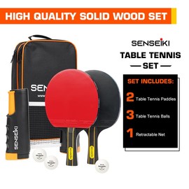 Ping Pong Paddles - High-Performance Set with Premium Table Tennis Rackets, 3-Star Ping Pong Balls, Compact Storage Case | Ping Pong Paddle Set of 2 Rackets, 3 Balls and Net