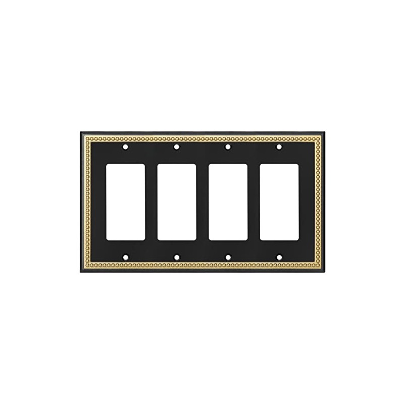 Pearled Frame Decorative Wall Plate Switch Plate Outlet Cover (Quad