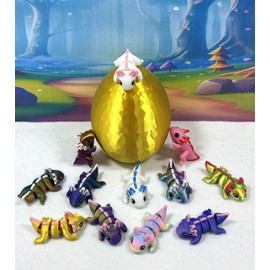 12pcs 3D Printed Mini Axolotl with Egg, Articulated Multi Color Fidget Axolotl, Tiny Mini Animal Gift Idea, Birthday Party Decorations, MA-SET123-GE