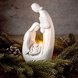 Yookeer Pesebre Navideño para Adviento Portavelas Escena de la Natividad de Navidad Figuras de Estatua de Navidad Decoraciones de Navidad por Día Festivo